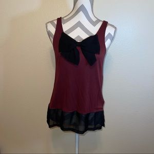 H&M Divided Purple & Black Mixed Media Bow Top 6